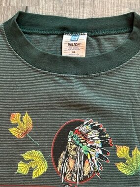 Vintage green striped North Carolina graphic tee